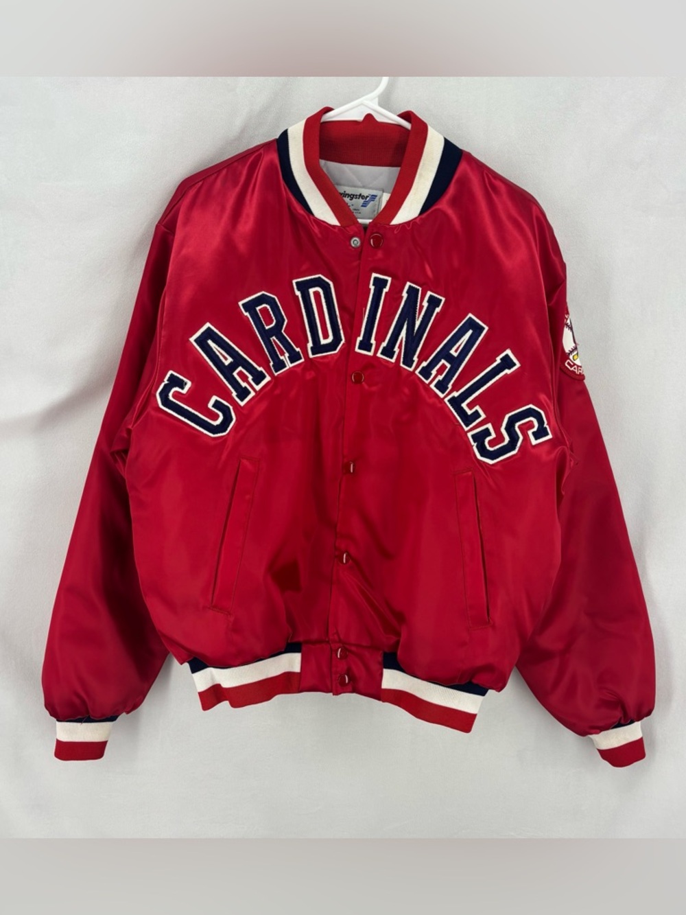 Vintage St Louis Cardinals Satin Jacket Red Snap Front Swingster USA large